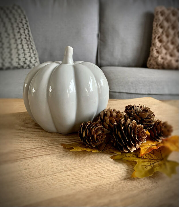Grey Ceramic Pumpkin 
