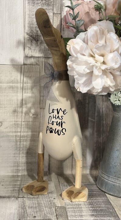 Love Has Four Paws Wooden Duck