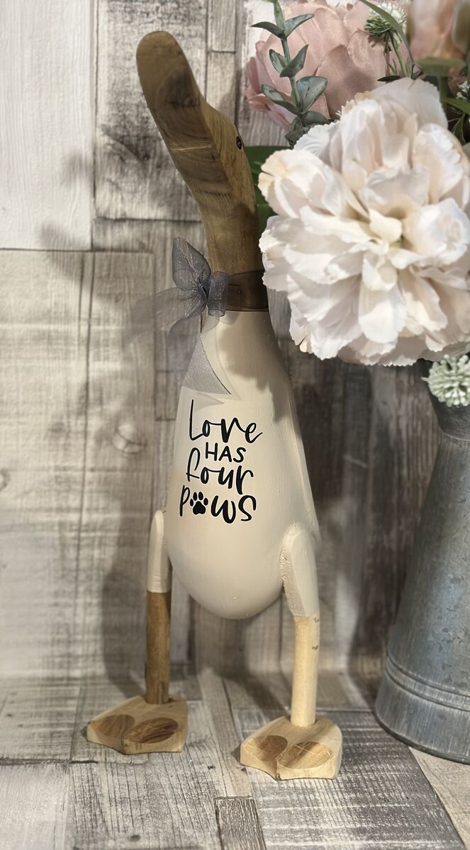 Love Has Four Paws Wooden Duck