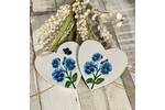Blue Viola Wooden Hearts
