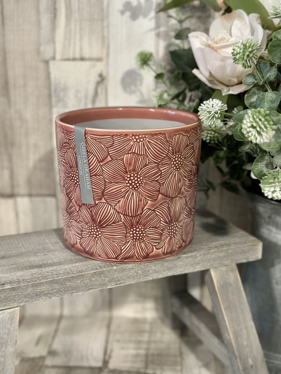Dusky Pink Cosmos Stoneware Plant Pot