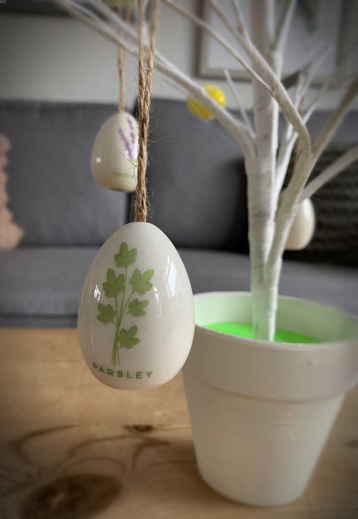 Parsley Ceramic Hanging Egg