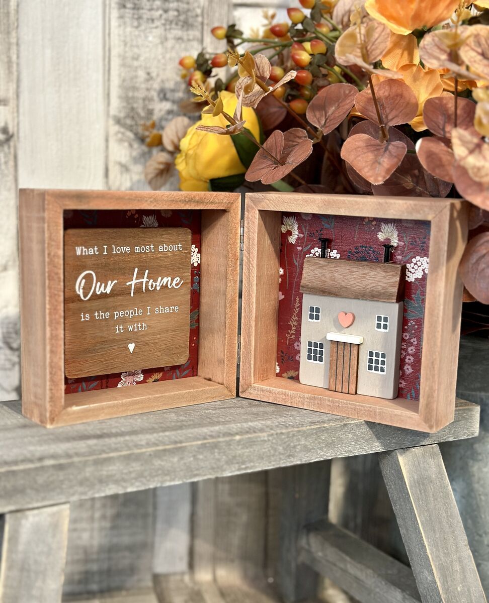Our Home Floral Wooden Shadow Box