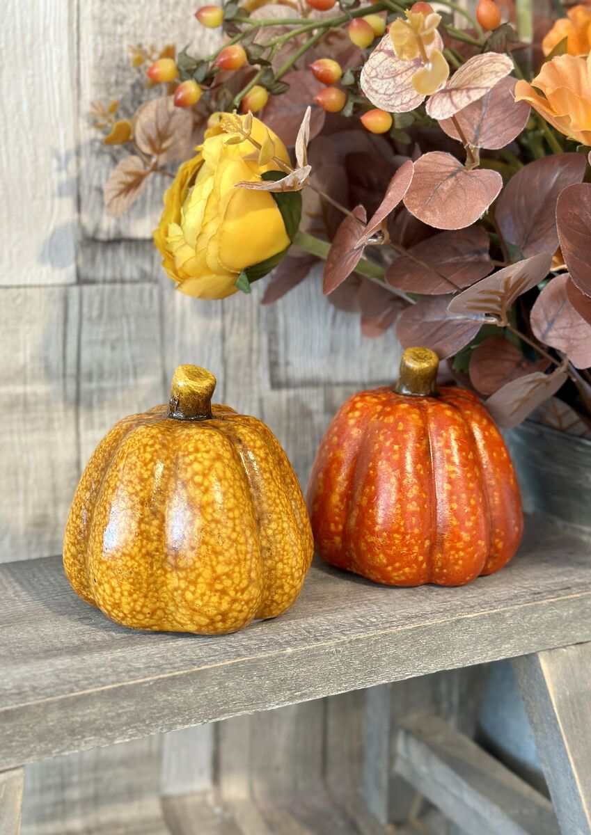 Orange/Ochre Speckle Ceramic Pumpkin