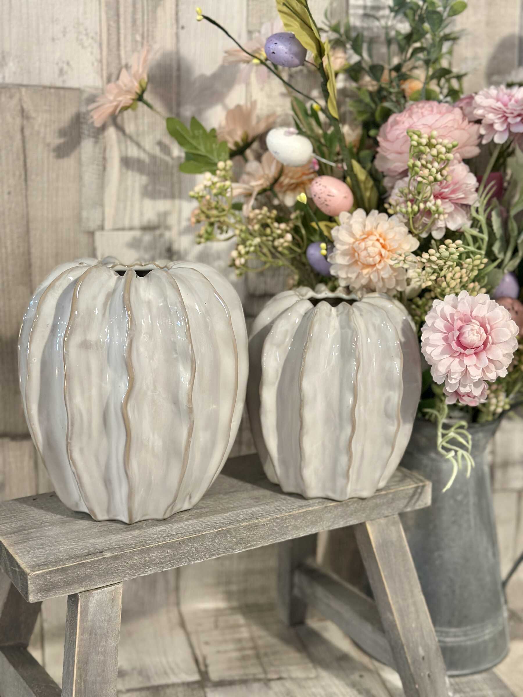White Rustic Glaze Seed Pod Vase 