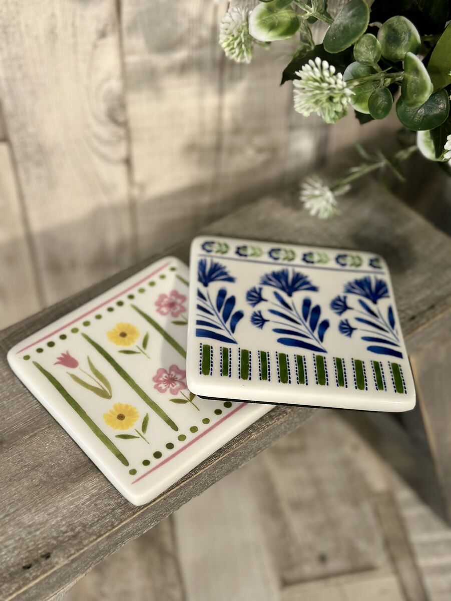 Country Flowers/Pastel Meadow Porcelain Coaster