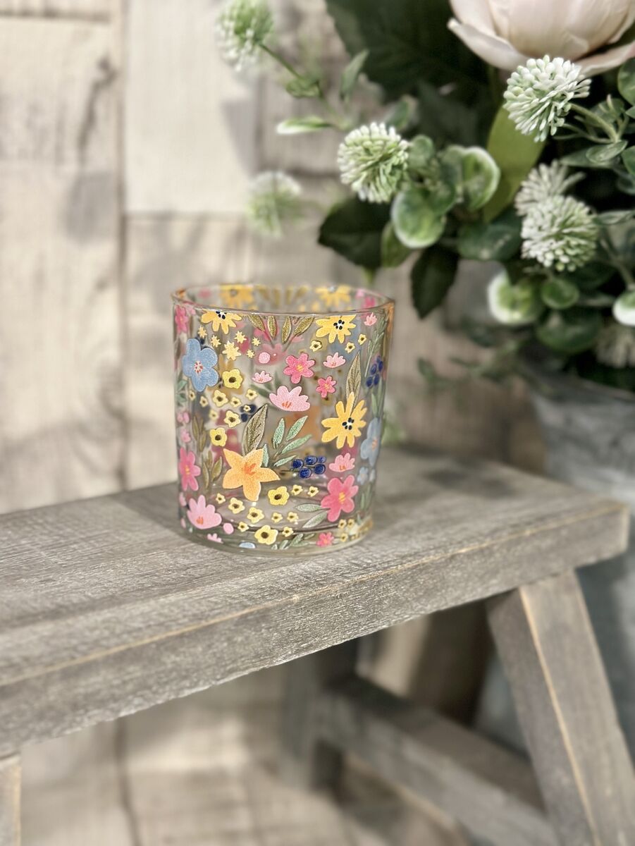 Pastel Flower Glass Mini Tealight Holder Pastel Flower Glass Mini Tealight Holder