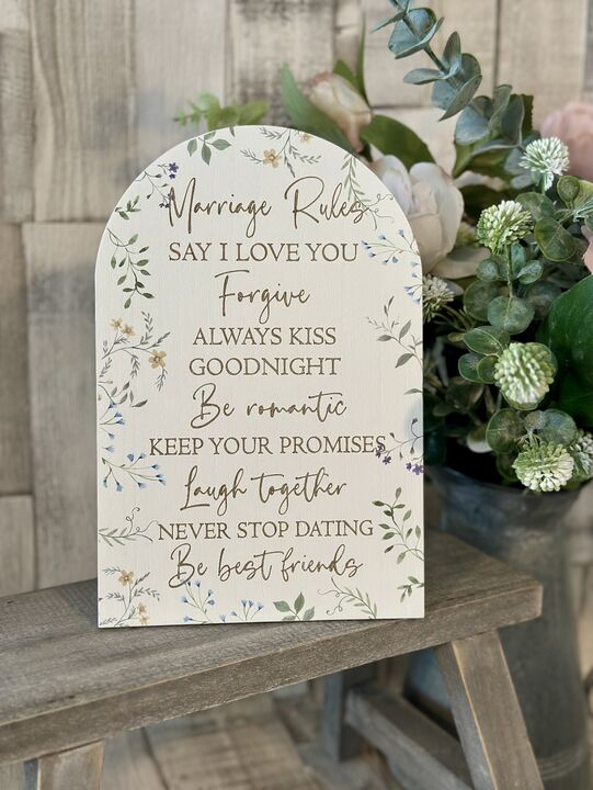 Marriage Rules Wooden Plaque