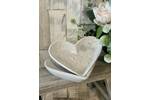 Large Ceramic White Embossed Flower Heart Dish