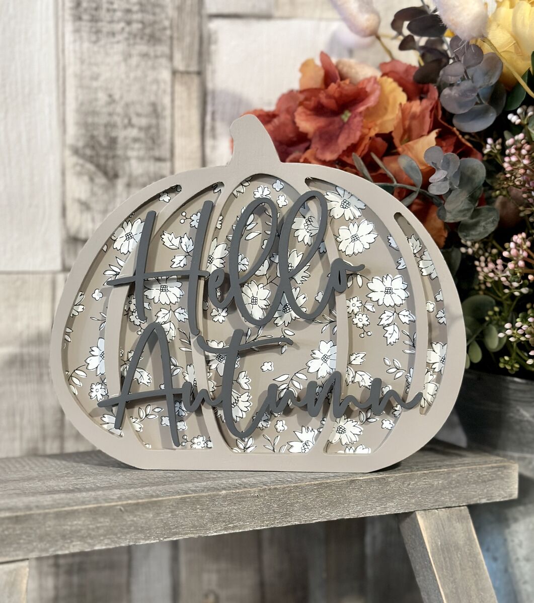 Ditsy Floral Pumpkin Plaque Ditsy Floral Pumpkin Plaque
