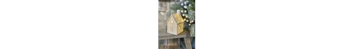 White &amp; Gold Ceramic LED House
