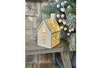 White & Gold Ceramic LED House