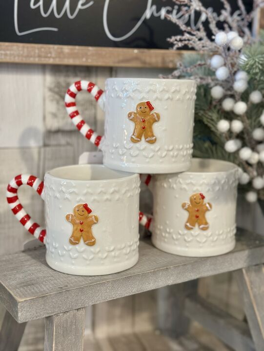 Ceramic Embossed Gingerbread Mug