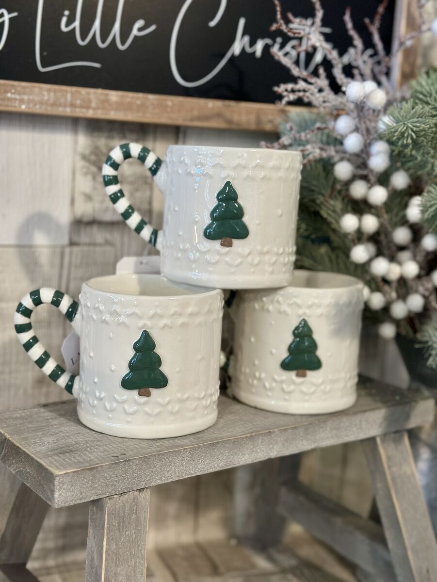 Ceramic Embossed Christmas Tree Mug