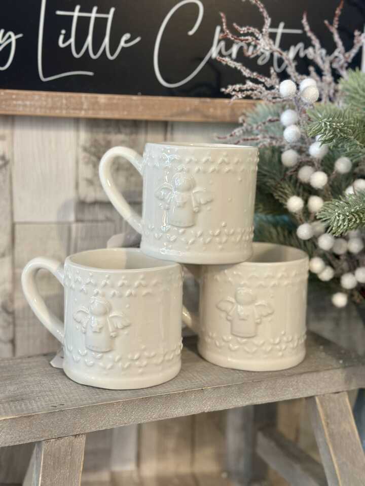Ceramic Embossed Christmas Angel Mug