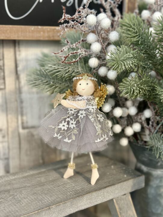 Grey &amp; Gold Tutu Christmas Fairy