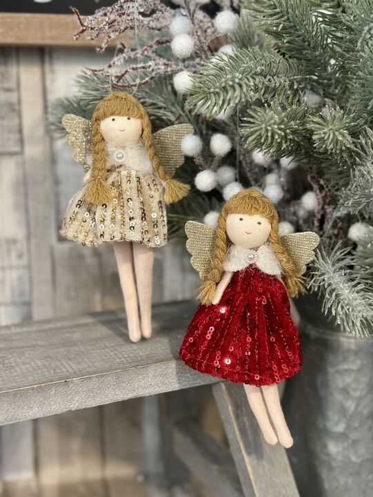 Christmas Red/Gold Sequin Fairy
