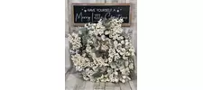 Snow Dusted Foliage &amp; White Berry Wreath