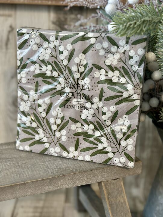 Ivory Mistletoe Paper Napkins