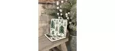 Green Fir Trees Porcelain Coaster
