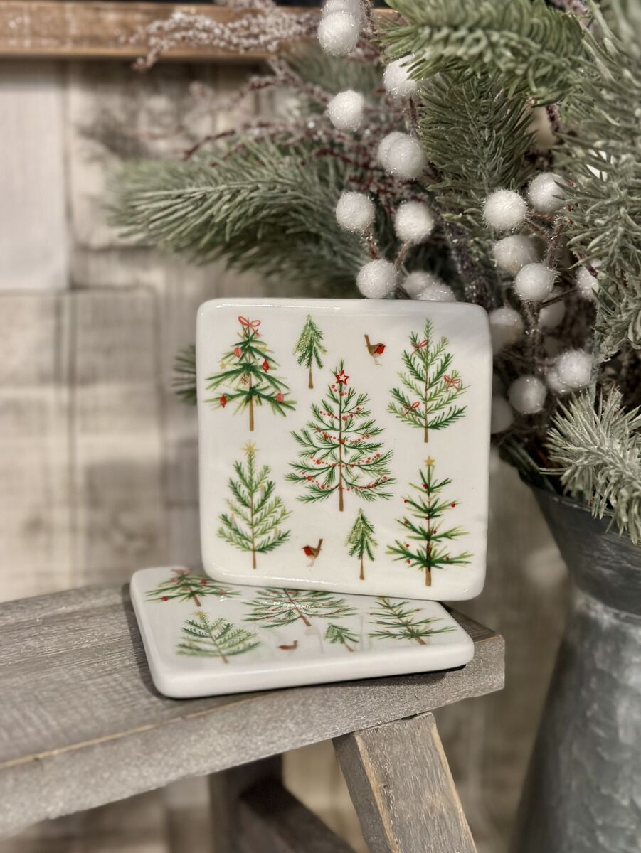 Scandi Trees Porcelain Coaster
