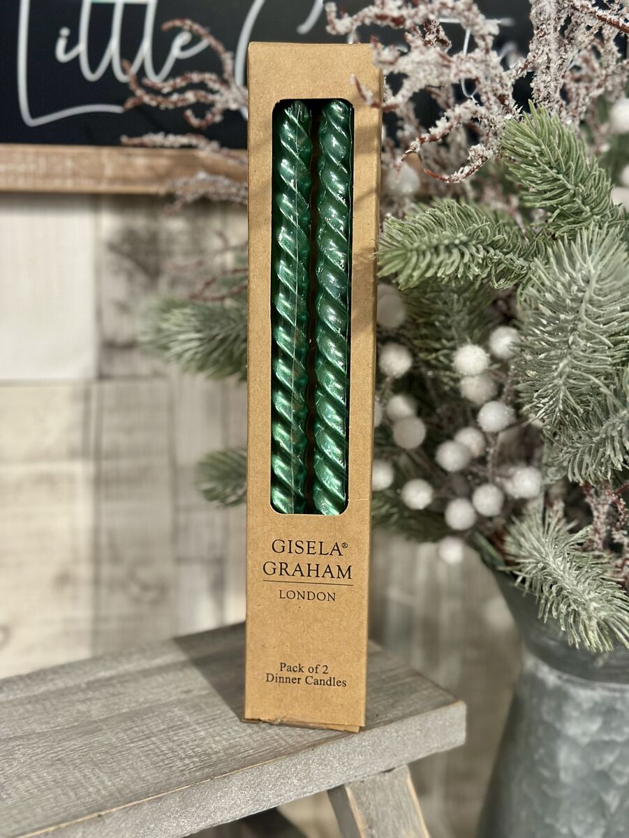 Metallic Green Twist Tapered Candles