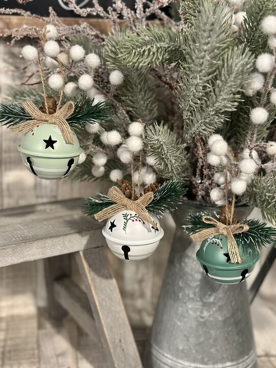 Green/White Fir &amp; Cone Hanging Bell