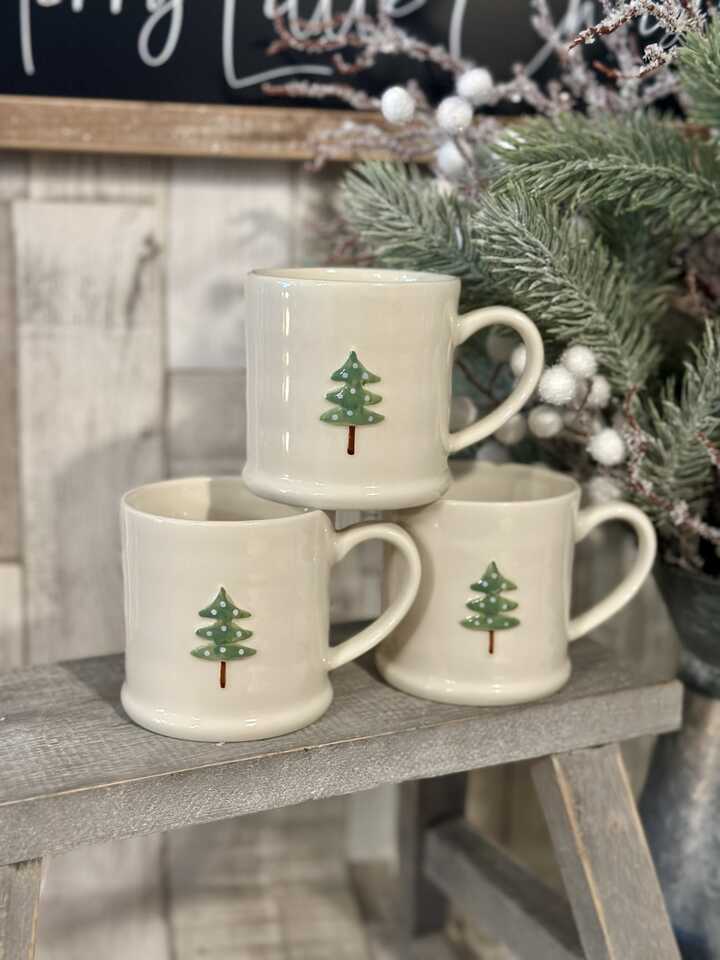 Green Fir Tree Stoneware Mini Mug