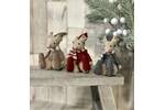 Red/Grey/Beige Felt Sitting Mouse With Scarf &amp; Hat