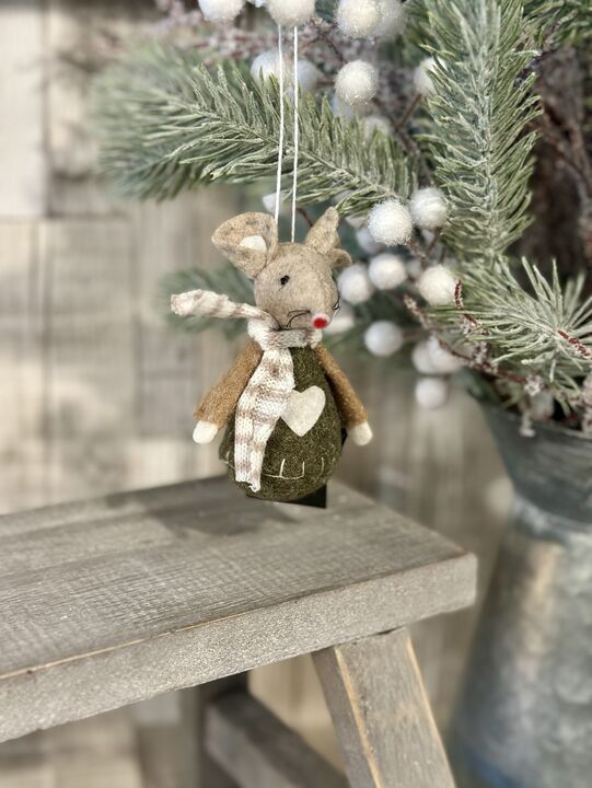 Green &amp; Beige Heart Fabric Mouse