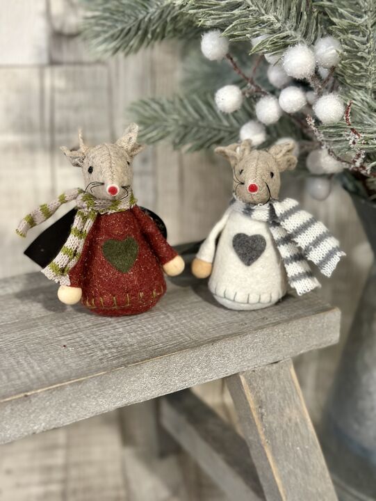 Red/White Heart Felt Standing Mice
