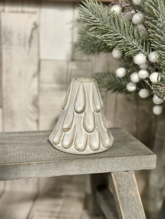 Rustic Glazed Christmas Tree Candle Holder