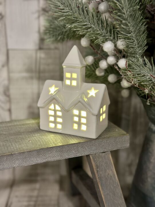 LED White Ceramic Church 