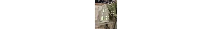 Large LED Rustic Snowy Star Glazed House