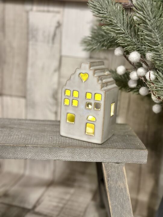 Rustic Glaze Heart House T-Light Holder