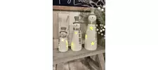 LED Green &amp; White Ceramic Snowmen
