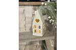 Medium White Ceramic Dainty Heart House T-Light Holder