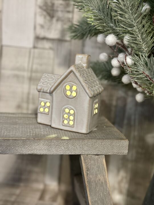 Ceramic Rustic Glazed LED Cottage