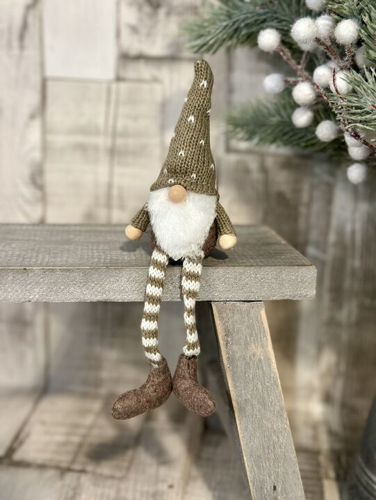 Green Knitted Hat Dangly Leg Sitting Gonk