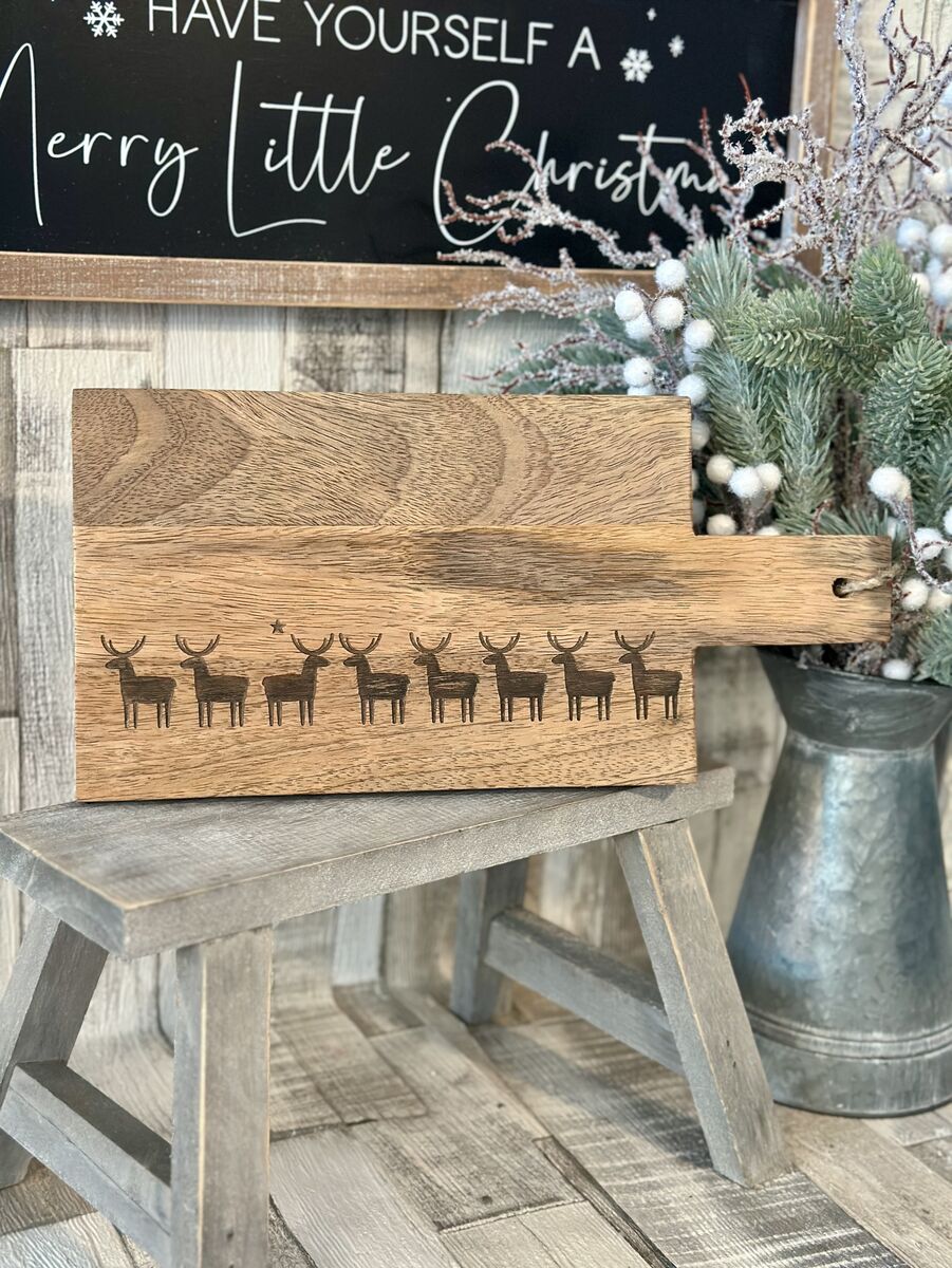 Large Reindeer & Star Wooden Serving Board