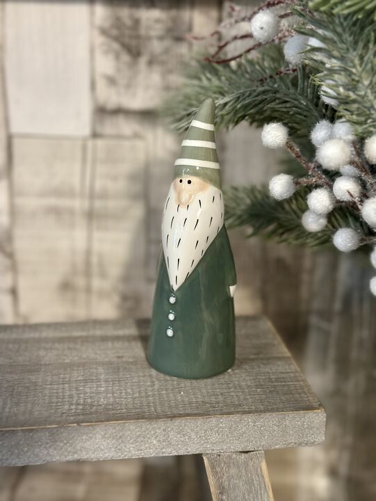 Small Green Ceramic Tall Santa Gonk