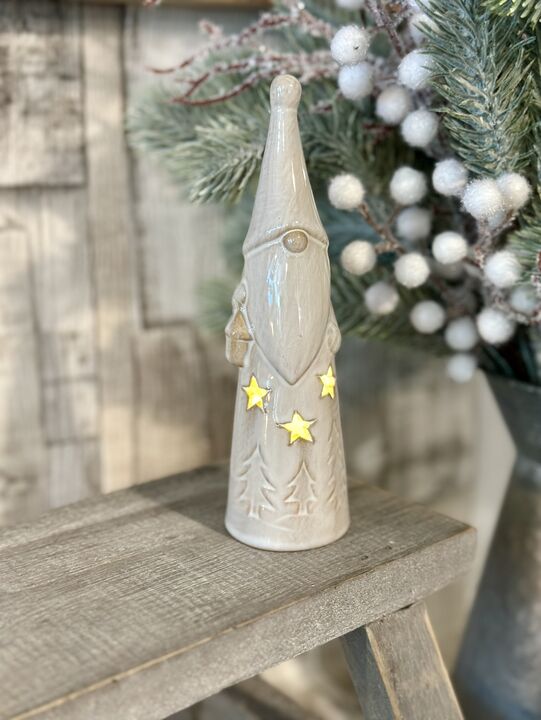 Small Rustic Glazed LED Santa 