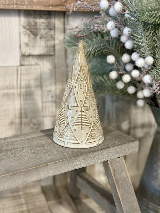 Medium Ceramic Embossed Cone Tree