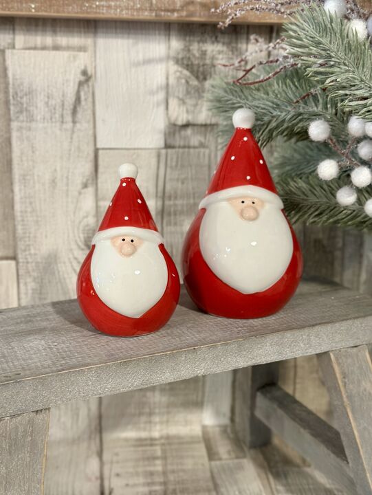 Red Plump Ceramic Santa
