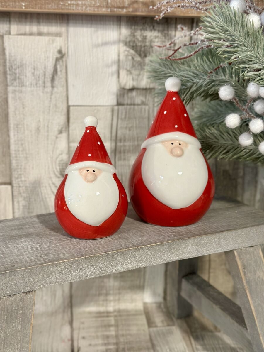 Red Plump Ceramic Santa