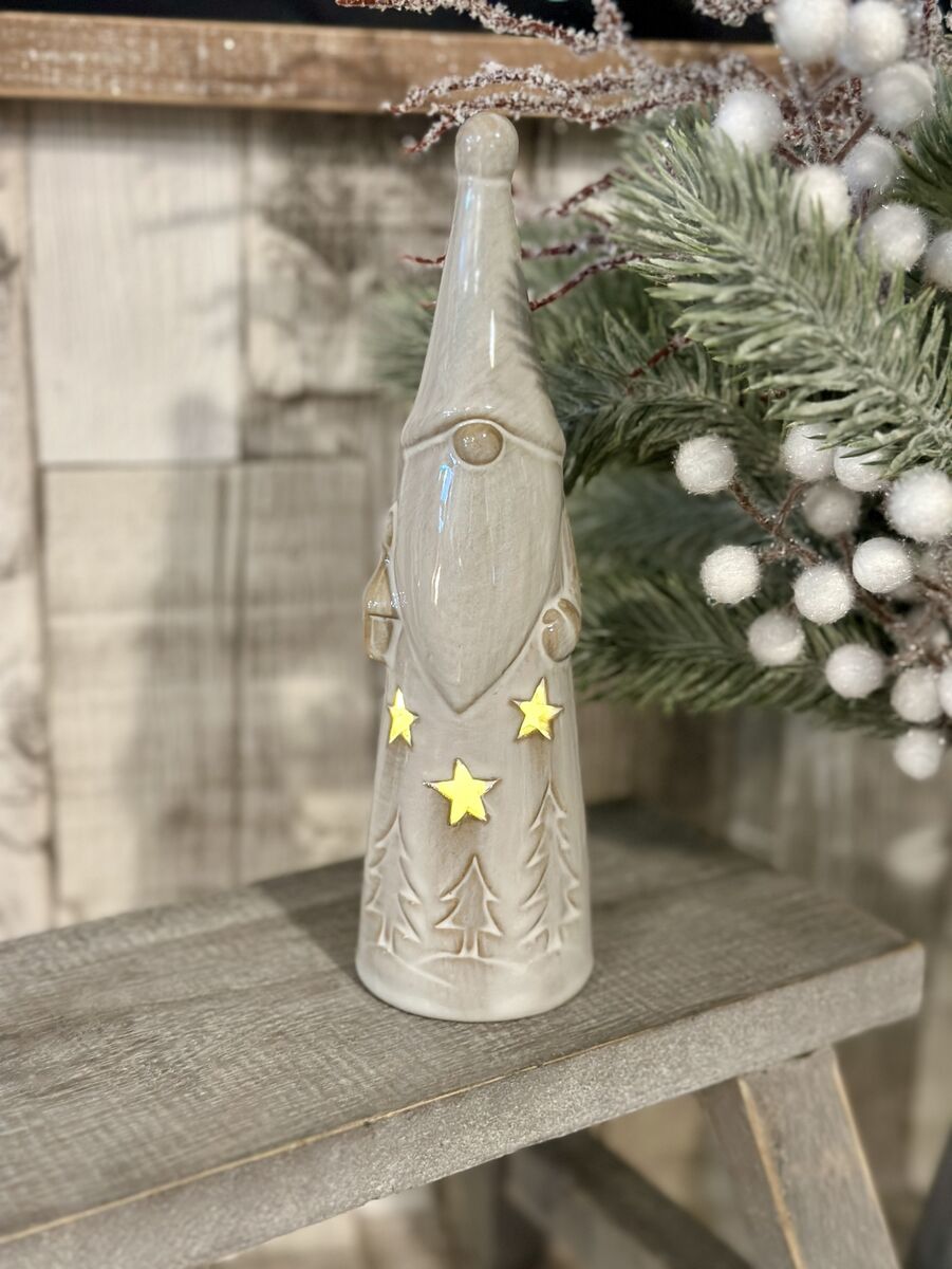 Large Rustic Glazed LED Santa