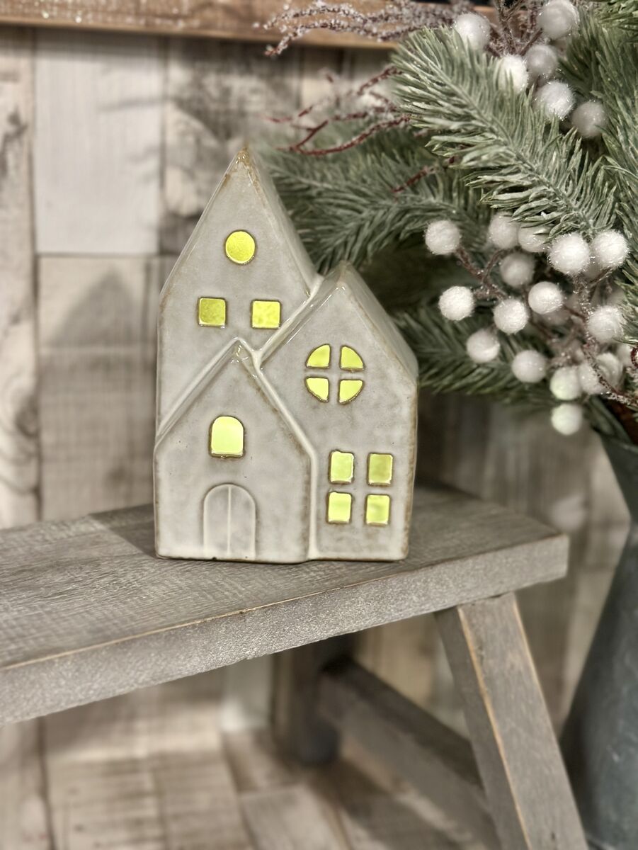 Rustic Glazed Ceramic LED Church