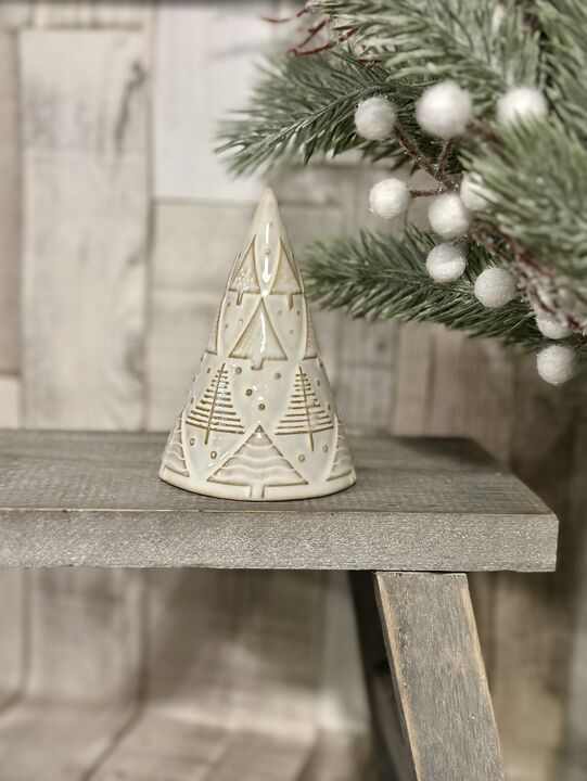 Small Ceramic Embossed Cone Tree