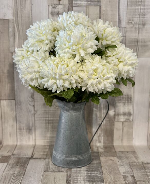 Cream Short Stem Pom Pom Flower Stem