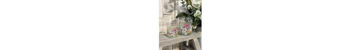 Pastel Flowers Glass Tealight